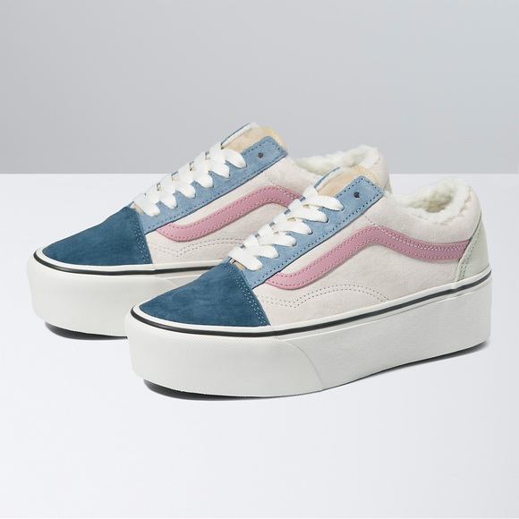 Vans Old Skool Stackform Pig Suede Sherpa Sneakers (Multicolor) - Picture 1 of 5